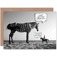 Zebra Horse Pun Speech Bubble Joke Funny Birthday Card