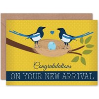Arrival Congratulations Magpies Nest Egg Card