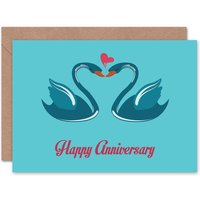 Artery8 Swans Couple Love Heart For Wife Husband Anniversary Card