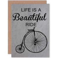 Artery8 Penny Farthing Beautiful Greetings Card in Grey