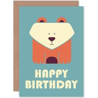 Artery8 Birthday Child Kids Boys Bear Dark Greetings Card in Blue