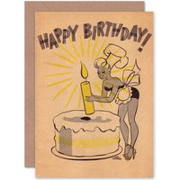 Artery8 Pin Up Retro Birthday Greetings Card in Yellow
