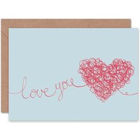 Love You Scribble Heart Anniversary Valentines Card