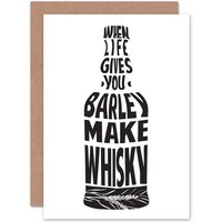 Artery8 Whisky Lover Birthday Gift Graphic Art Bottle Greetings Card in White