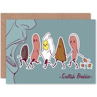 Artery8 Scottish Brekkie Breakfast Egg Bacon Beans Fun Cartoon Card