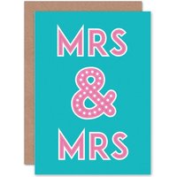 Artery8 Wedding Celebration Same Sex Gay Mrs Love Happy Greetings Card in Blue