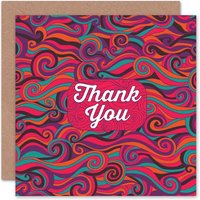 Retro Trippy Great Sea Wave Thank You Card