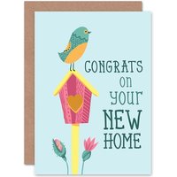 Artery8 Moving New Home Bird Box Greetings Card in Blue