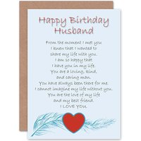 Artery8 Birthday Husband Love Poem Greetings Card in Blue