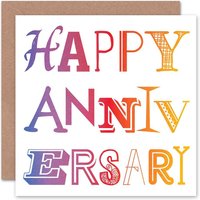 Artery8 Colourful Gradient Modern Typography Anniversary Card