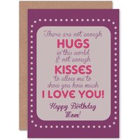 Artery8 Birthday Mom Mother Hugs Kisses Greetings Card in Purple