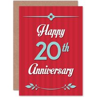Artery8 Happy 20th Twentieth Anniversary Greetings Card in Red