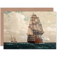 Artery8 Seascape Naval Diemer Ship At Sea Art Card