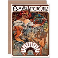 Artery8 Ad Vintage Nouveau Mucha Biscuits Cookies France Greetings Card