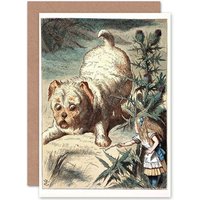 Artery8 Book Carrol Alice Wonderland Tenniel Dog Stick Greetings Card