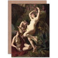 Artery8 Allegory Greek Waldmuller Graces Garlanded Roses Greetings Card