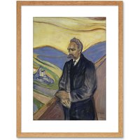 Artery8 Wall Art Print Edvard Munch Friederich Nietzsche Painting Artwork Framed 9X7 Inch in Light Oak | Size: W7" x H9"
