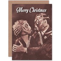 Artery8 Alternative Christmas Xmas Bizarre Gas Mask Funny Greetings Card in Black
