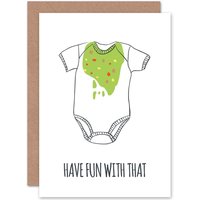 Artery8 Vomit Sick Funny Joke Congratulations New Baby Greetings Card in White