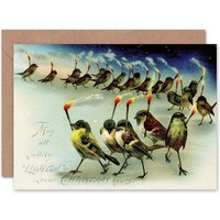 Xmas Birds Matches Jollity Funny Christmas Card