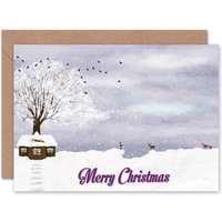 Xmas Santa House Merry Funny Christmas Card