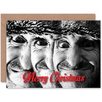 Artery8 Alternative Xmas Weird Three Face Funny Christmas Card