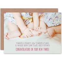 Artery8 20 Fingers & Toes Baby Twins New Baby Card