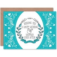 Artery8 Happier Ever After Wishes Elegant Floral Wedding Card