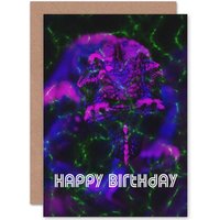 Artery8 Happy Birthday Gothic Purple Neon Greetings Card