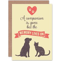 Artery8 Bereaved Sympathy Pet Cat Dog Greetings Card in Yellow