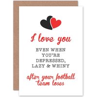 Artery8 Love You Football Greetings Card in White