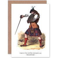 Artery8 Painting Book Clans Scottish 1845 Maclachlan Colour Greetings Card