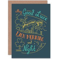 Artery8 Quote Motivation Good Luck Toast Ireland Greetings Card in Grey