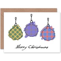 Artery8 Xmas Merry Tree Baubles Tartan Christmas Card