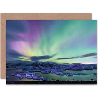 Aurora Borealis Northern Lights Sky Iceland Landscape Card