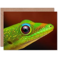 Artery8 Cool Green Eyes Head Lizard Art Blank Just to Say Card