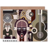 Music Theme Digital Graphic Weird Art Card
