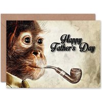 Fathers Day Smokes Pipe Fun Monkey Dad Card