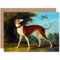 Artery8 Oudry Animal Painting Dog Lover Greyhound With Bird Card
