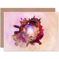 Small World Abstract Skyline Moscow Russia Art Card