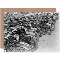 Artery8 Vintage Motorcycles Motorbikes Black White Photograph Card