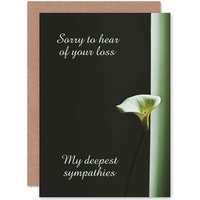 Artery8 Sympathy Bereavement Lily Flower Greetings Card in Black