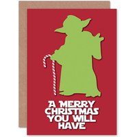 Artery8 Christmas You Will Have Sci Fi Greetings Card in Red