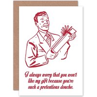 Artery8 Merry Christmas Xmas Pretentious Douche Gift Fun Gift Greetings Card in White