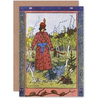 Artery8 Painting Folklore Russia Bilibin Frog Princess Greetings Card