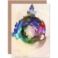 Artery8 Painting Small World Abstract Skyline Seville Spain Greetings Card