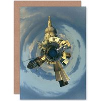 Artery8 Photo Painting Small World Skyline London England Greetings Card in Blue
