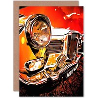 Artery8 Photo Painting Vintage Automobile Wolseley Car Grill Greetings Card in Red