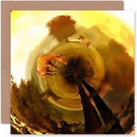 Little World Abstract Landscape Horses Art Card