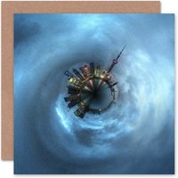 Little World City Skyline Shanghai Clouds Art Card